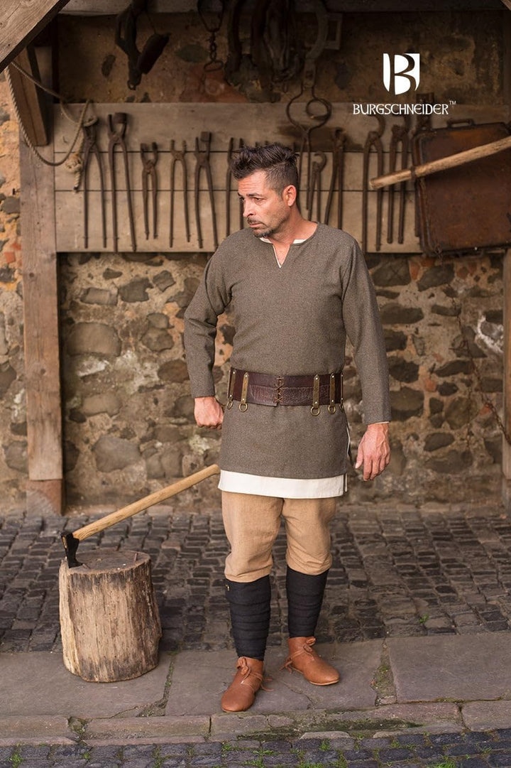 Burgschneider - Fischgrättunika Tyr Grau - Kleidung für Larp, Mittelalter, Cosplay und Fantasy, Herr