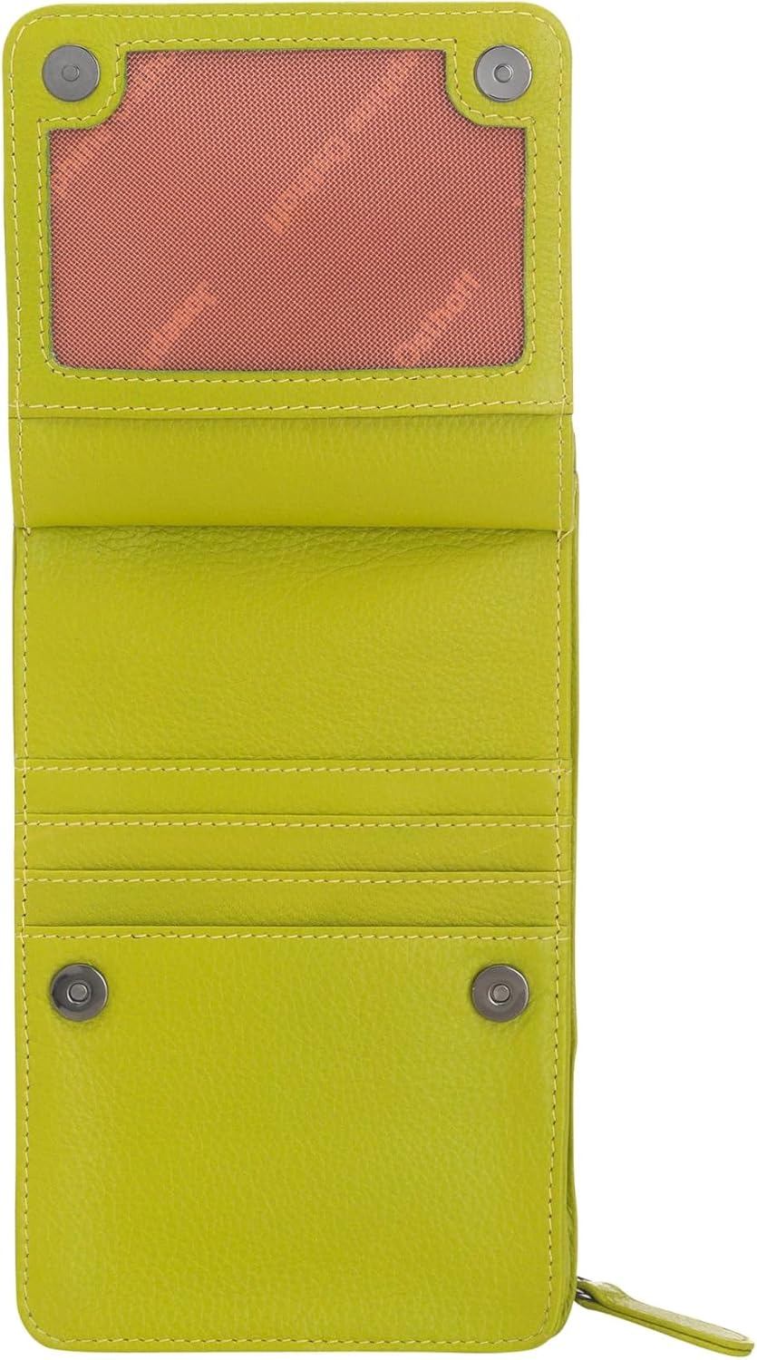 Josephine Osthoff Handy Umhängetasche mit Vortasche für Kopfhörer, handgemacht aus 100% Echtleder, C