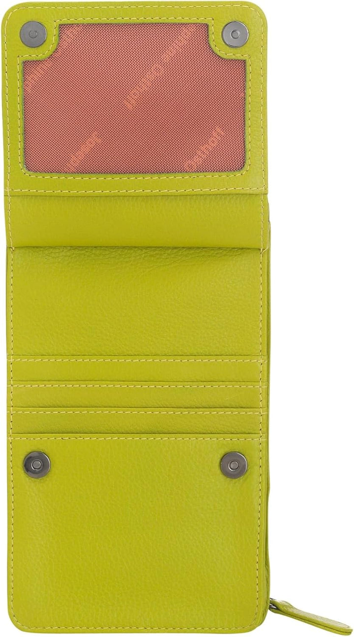 Josephine Osthoff Handy Umhängetasche mit Vortasche für Kopfhörer, handgemacht aus 100% Echtleder, C