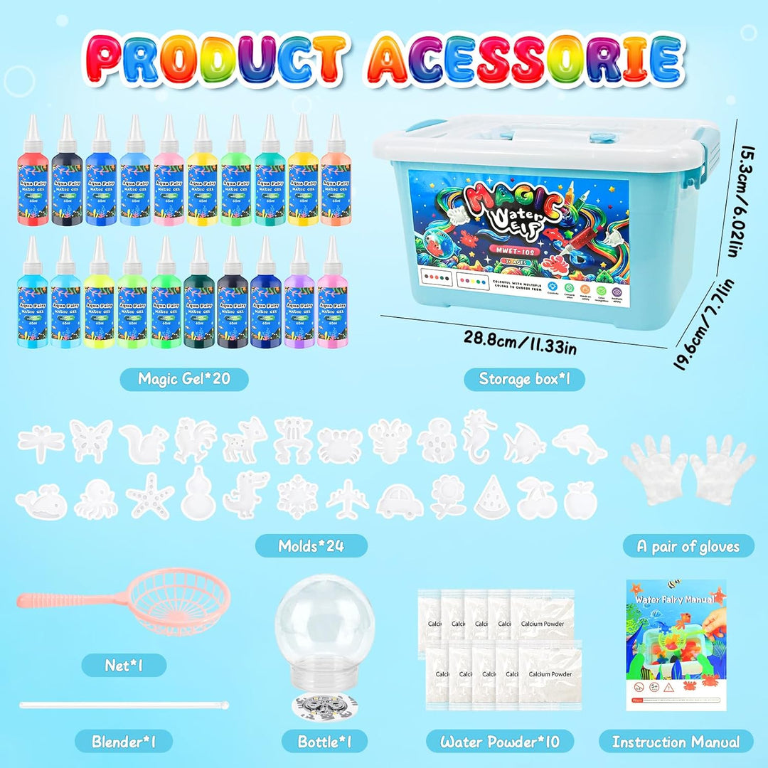 MOMSIV Aqua Gelz Set, Magisches DIY 3D Wassergel-Spielzeug Geschenk ab 4 5 6 7 Jahre Mädchen, Kreati