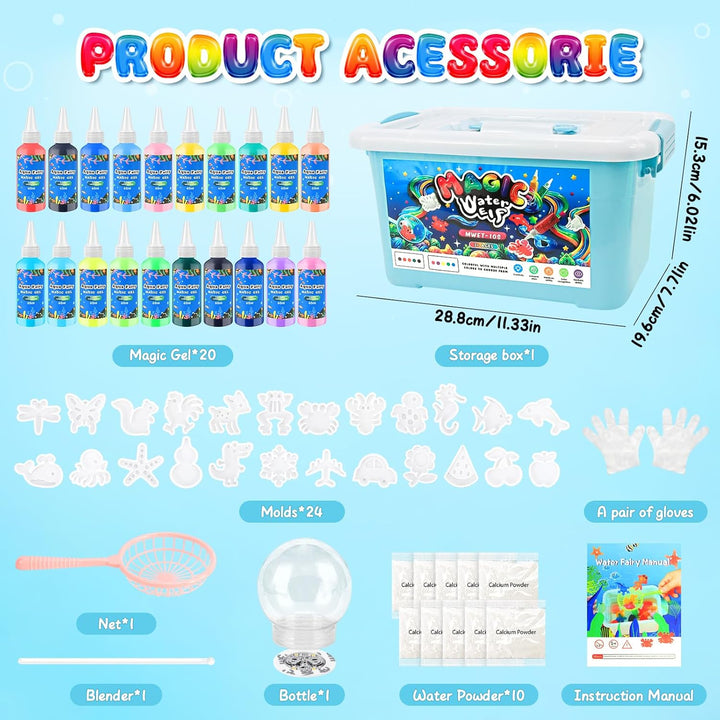 MOMSIV Aqua Gelz Set, Magisches DIY 3D Wassergel-Spielzeug Geschenk ab 4 5 6 7 Jahre Mädchen, Kreati