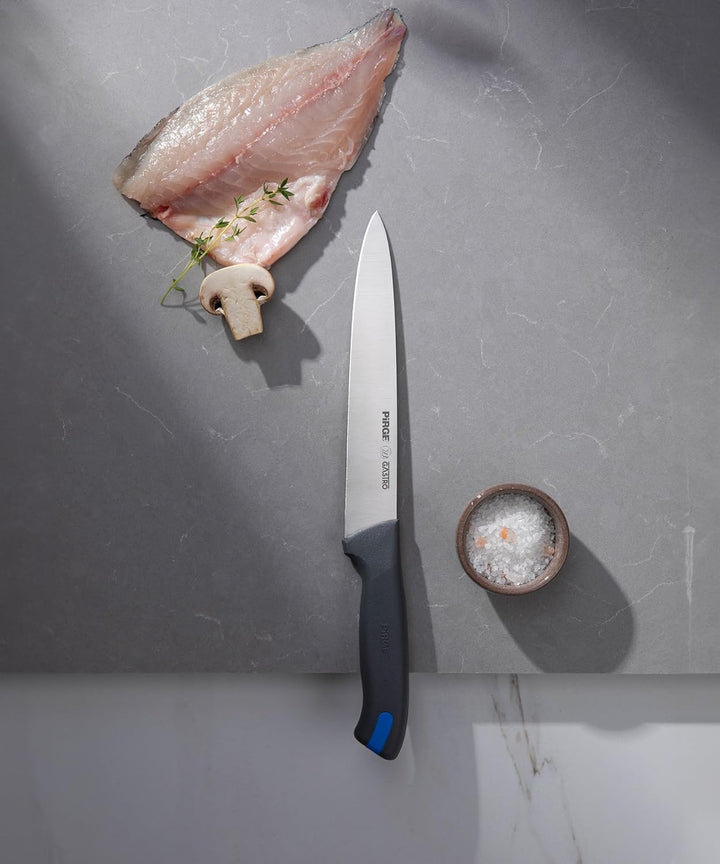 Pirge Gastro Profi Messerset mit Tasche 6 Stück - Griff mit Farbeinsatz - Profi Kochmesser Set - Ede