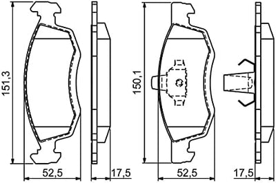 Bosch BP1107 Bremsbeläge - Vorderachse - ECE-R90 Zertifizierung - vier Bremsbeläge pro Set