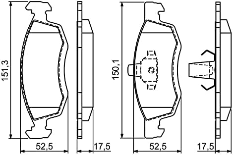 Bosch BP1107 Bremsbeläge - Vorderachse - ECE-R90 Zertifizierung - vier Bremsbeläge pro Set