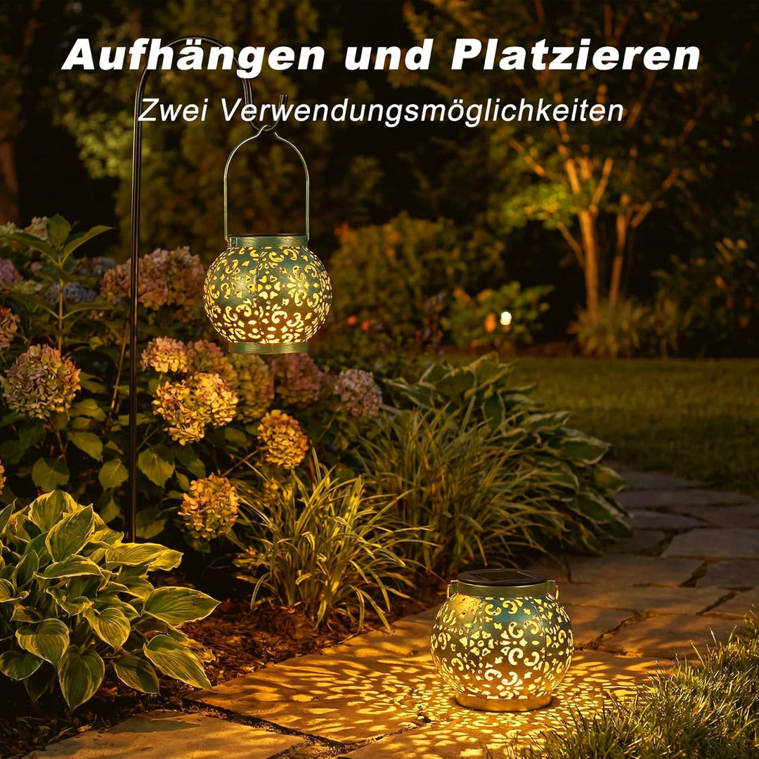 JOYCREATOR Solarlaterne für Aussen Hängend & Stehend, 2 Stück Solarlampen für Aussen Garten IP65 Was