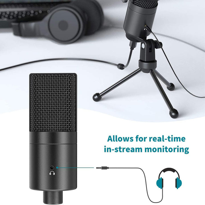 FIFINE Mikrofon PC Kondensator, Typ A/C USB mikrofon für MAC PS4 PS5, Microphone mit Ständer, Popfil