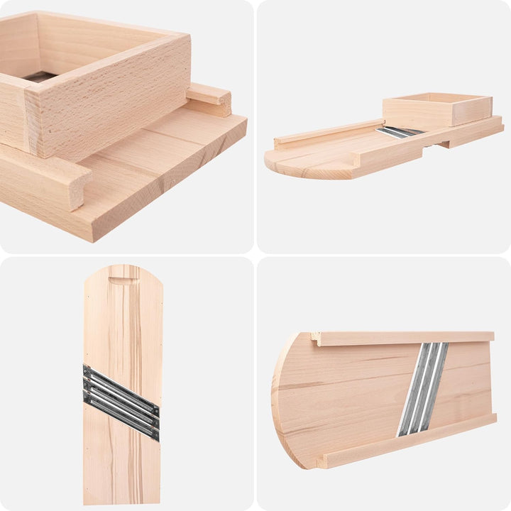 KADAX Gemüsehobel aus Holz, Krauthobel mit 3 scharfen Edelstahlklingen, Gurkenhobel, traditioneller