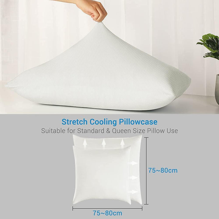 Luxear kühlender Kissenbezug 2er Set, Kopfkissenbezug elastisch mit Arc-Chill Kühlfasern atmungsakti