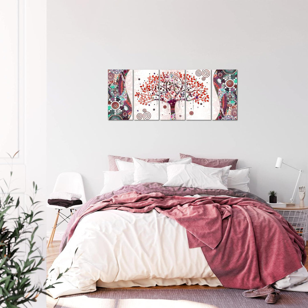 Runa Art Bild Gustav Klimt - Baum des Lebens Wandbilder auf Vlies Leinwand 5 Teilig Wanddekoration W
