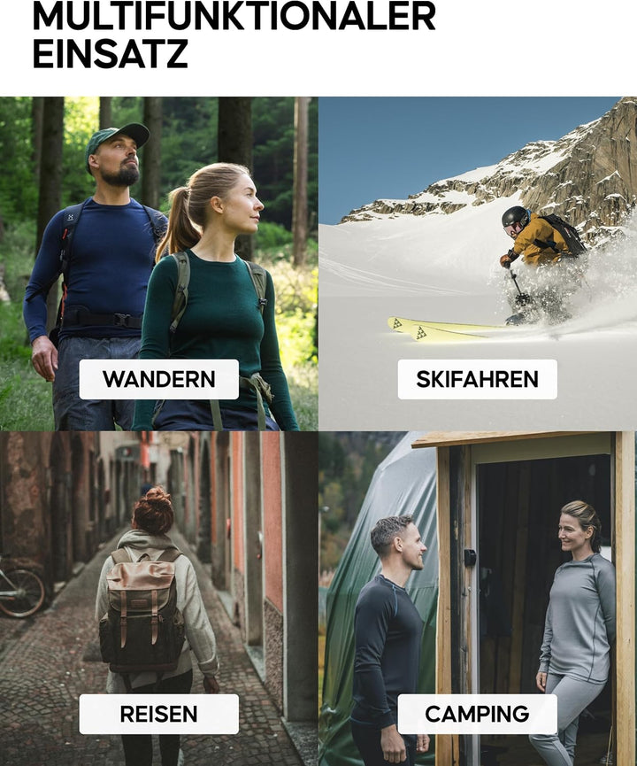 DANISH ENDURANCE Funktionsunterwäsche Set, Unisex Thermounterwäsche, Lange Unterhose & Langarmshirt,