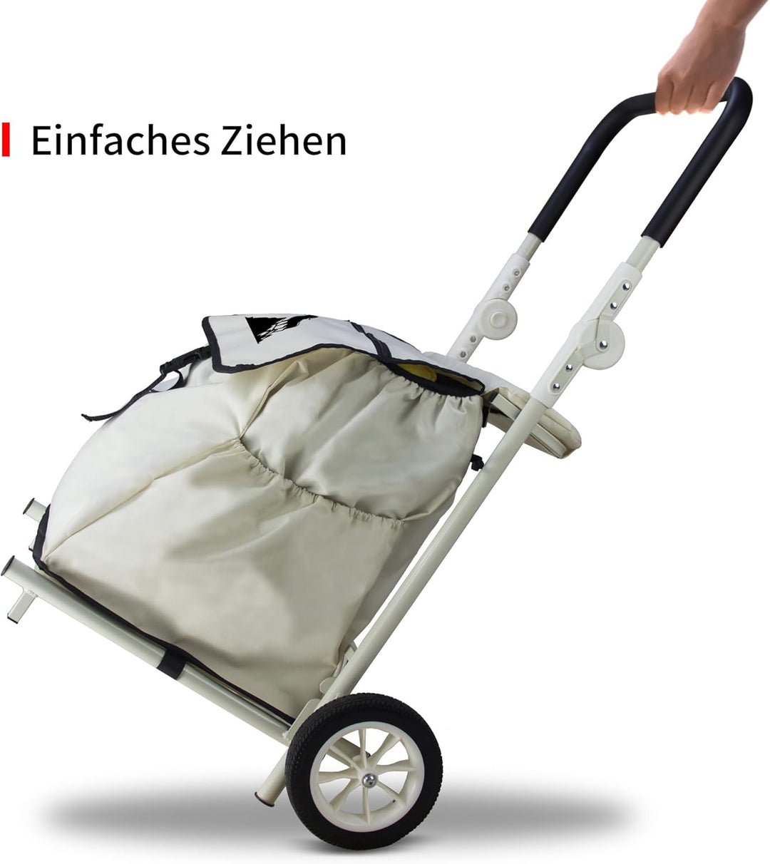 Einkaufstrolley, Klappbarer bis 50kg Einkaufswagen 120L Einkaufstasche Shoppingtrolley Handwagen für