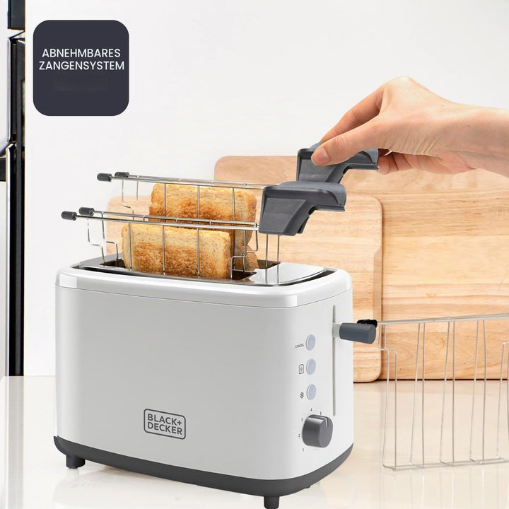 Black + Decker BXTOA820E - Toaster 820W. 2 breite Toastschlitze. 7 Röstgradstufen. Herausnehmbare Sa