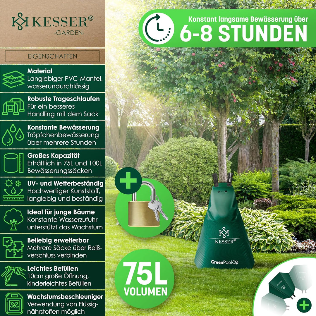 KESSER® Baum-Bewässerungssack 2er Set 75L Wassersack, Baumbewässerungsbeutel, PVC-Tasche langlebig &