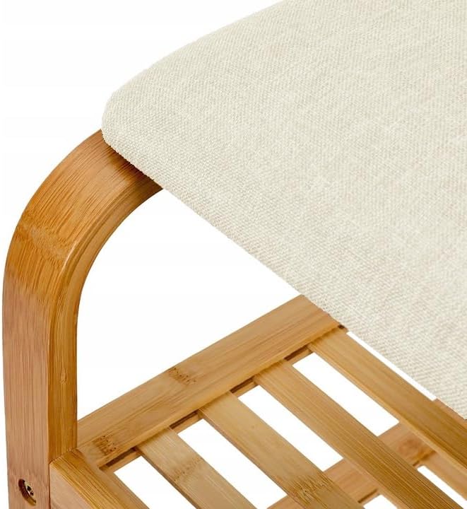 Bambus Schuhregal Schuhregal aus Bambus mit Sitzbank Schuhbank mit Sitzkissen und Schublade Sitzbank