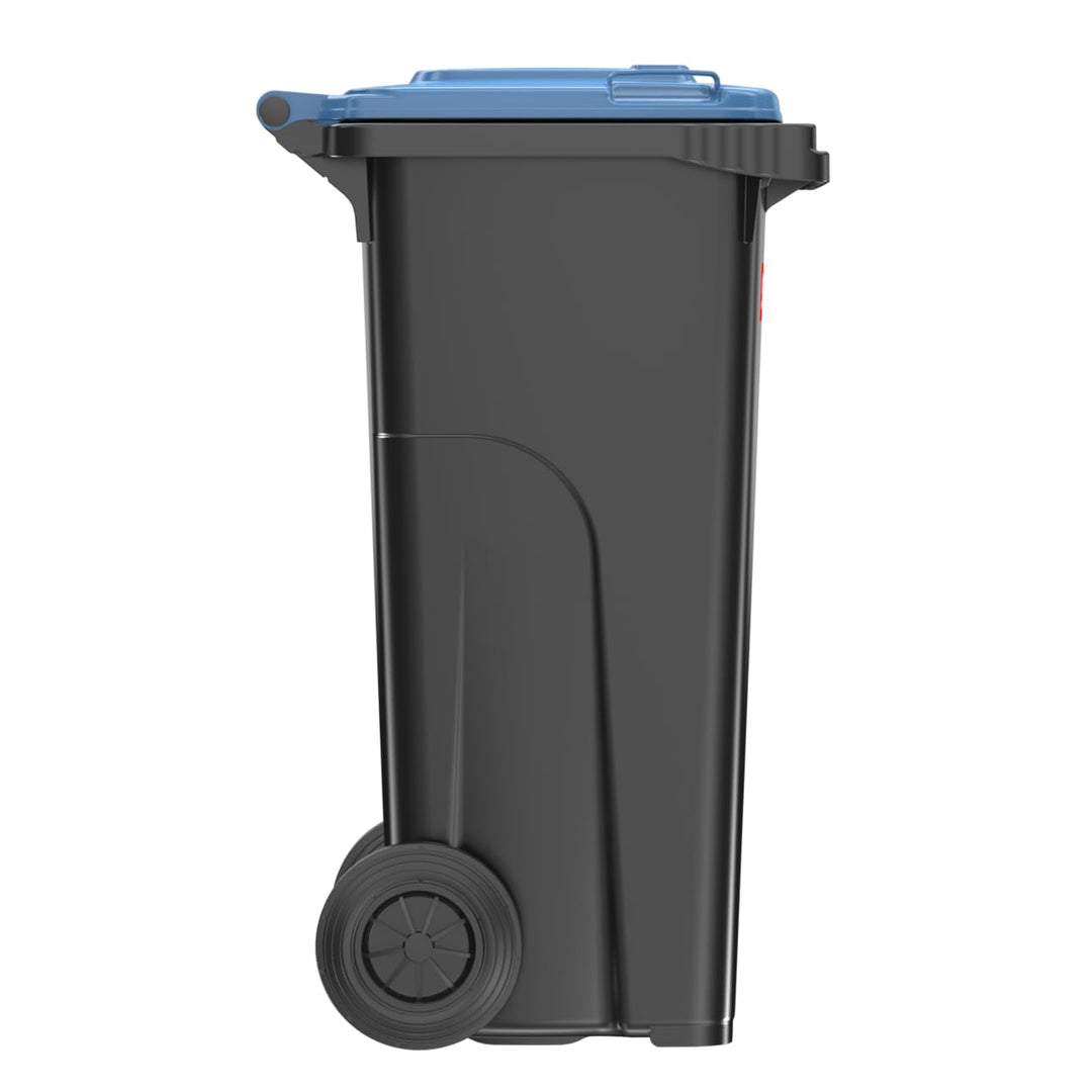 plasteo/SULO CITYBAC 120 Liter Mülltonne | Graue Tonne Blauer Deckel | MGB120 Müllbehälter Abfallton