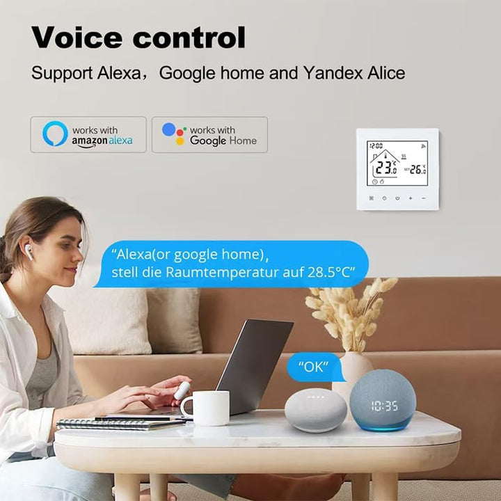M4 Smart Wi-Fi Thermostat for Water & Underfloor Heating, 230V Digital Wall Thermostat, Tuya App Con