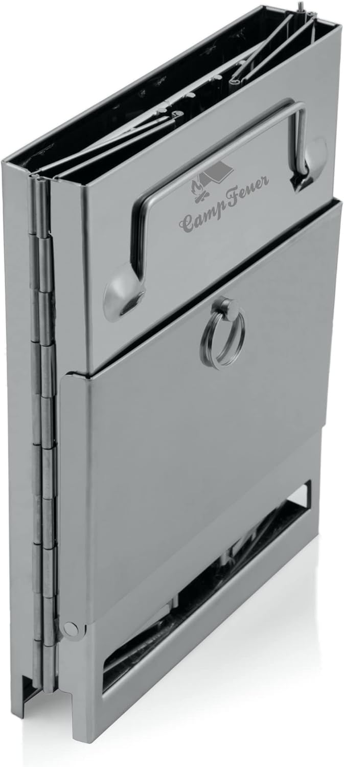 CampFeuer Edelstahl Faltgrill | 22 x 20,5 x 27 cm | Klappgrill | Campinggrill für Hiking und Outdoor