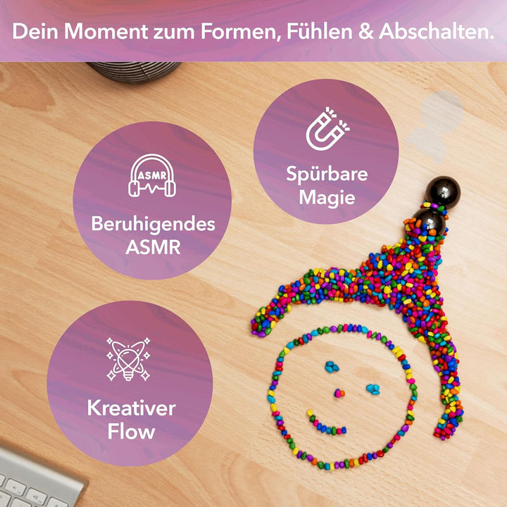 myHodo Crack Magnets Bundle | 2X Magnetkugeln (33mm) & 550+ Bunte Magnetsteine (~6mm) | Taktiles Mag