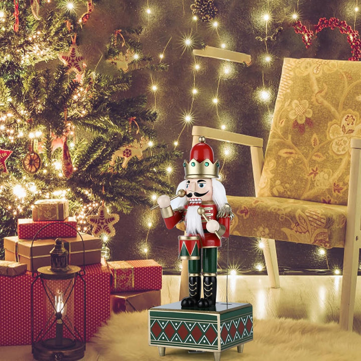 Luckits Nussknacker Spieluhr, 30CM Holz Schlagzeuger Nussknacker Figur Handgefertigter Nussknacker a