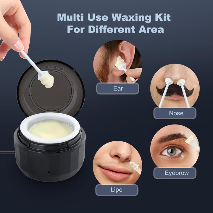 Nose Waxing Kit for Men and Women, Nose Ear Hair Wax Kit with 100g Wax, 40 Sticks, USB Fast Heat, Sm