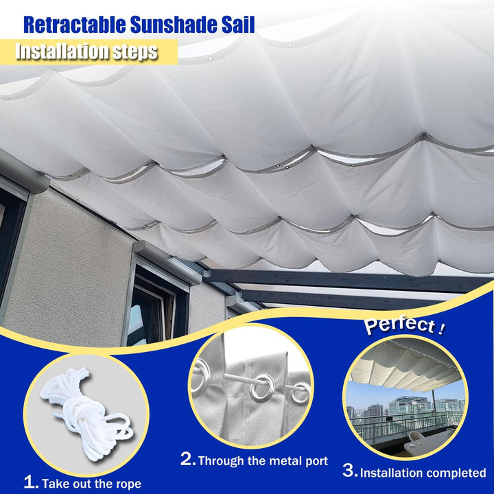 Einziehbares Welle Sonnensegel 0.9x3.5m, Verstellbare Pergola Markise mit wasserdichtem &amp; UV-beständ