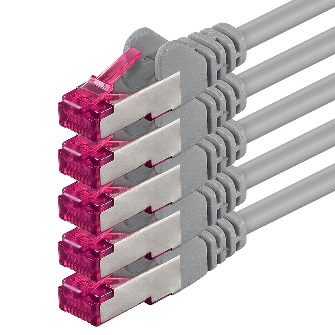 1aTTack.de 10m - grau - 5 Stück - Netzwerkkabel CAT6a (10Gb/s) S-FTP CAT 6a Lankabel - GHMT zertifiz