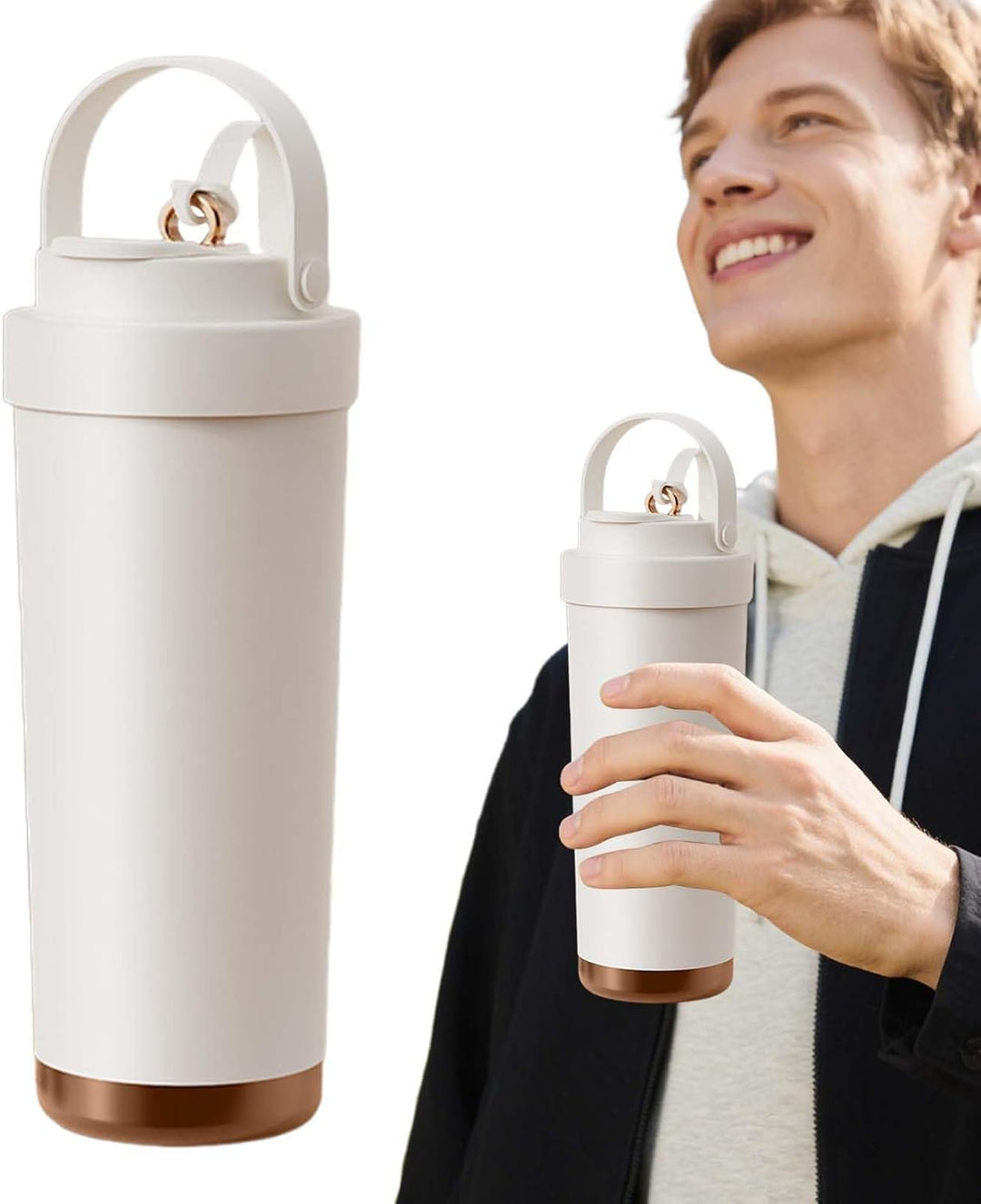 Générique Kaffeetasse mit Strohhalm, 750 ml, Isolierbecher mit Deckel, wiederverwendbar, direkt zu t