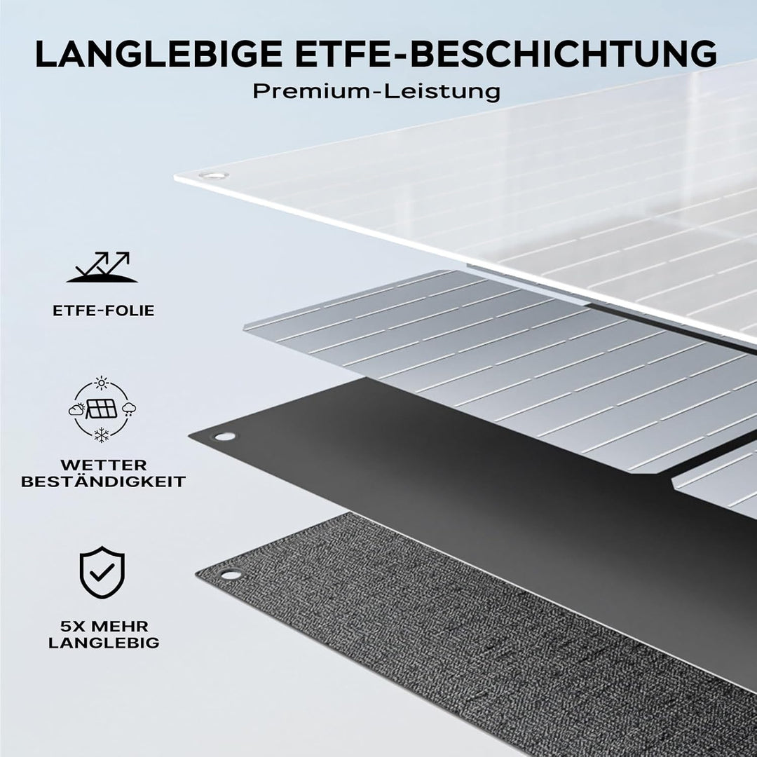 MARBERO 100W faltbares Solarpanel IP68 wasserdicht, 20V Solarladegerät für Powerstation, Typ-C,USB &