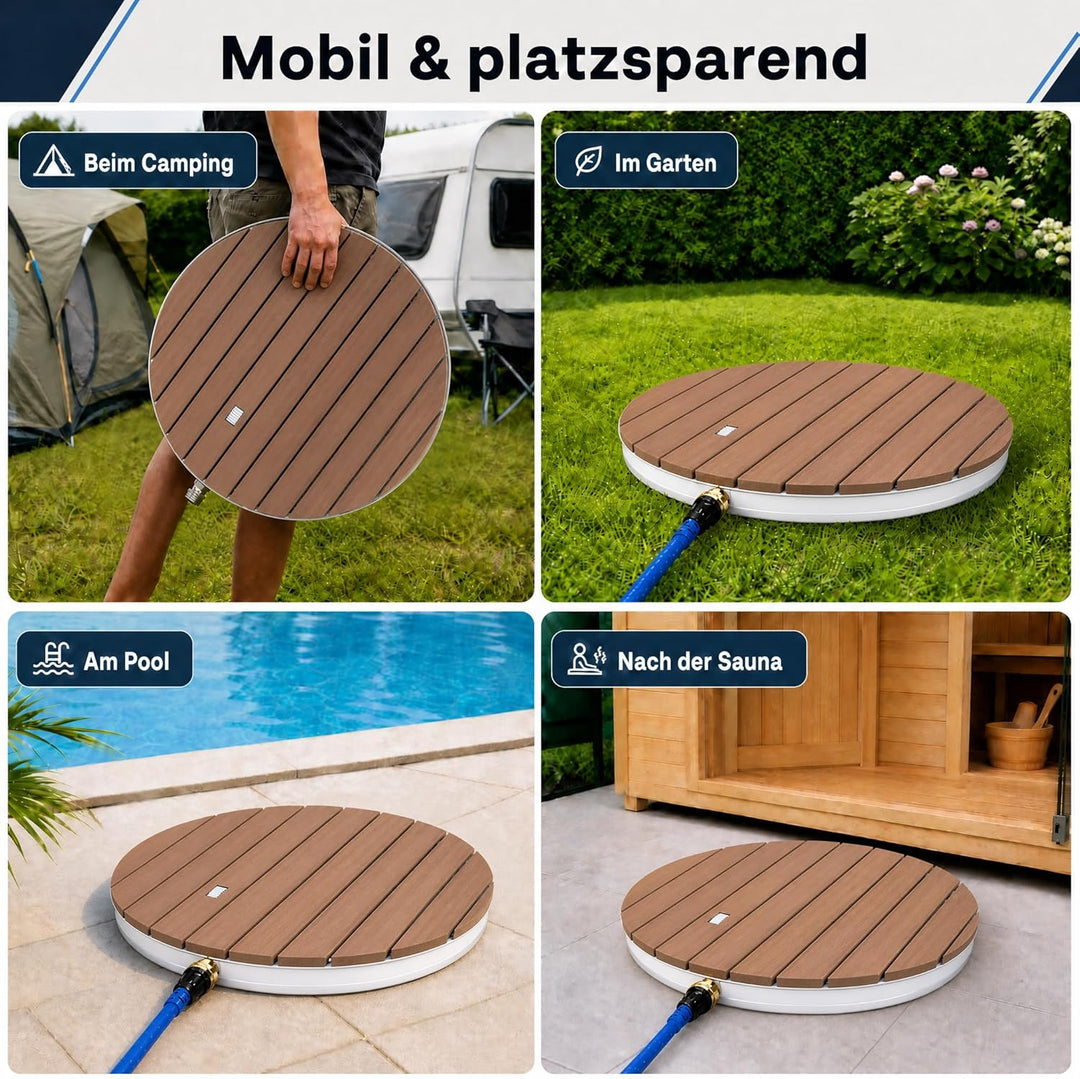 @tec Gartendusche Aussendusche aus WPC, Mobile Bodendusche Campingdusche, Sauna- & Pool-Dusche mit B