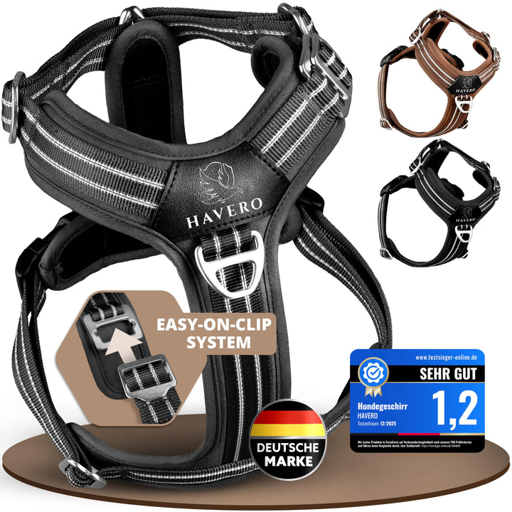 Hundegeschirr Easy-On-Clip – [Kein Überkopfziehen] | Anti-Zug Y-Geschirr Gepolstert Reflektierend At