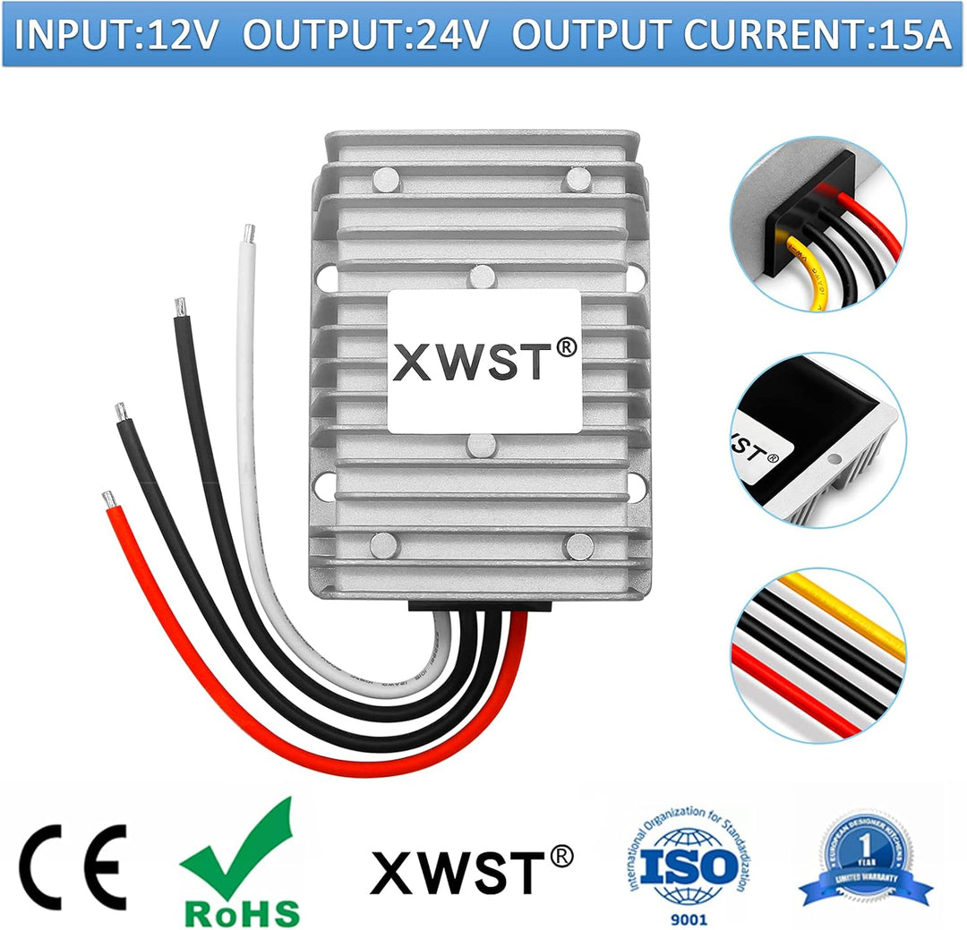 Blaue Schale DC 12V auf 24V Spannungswandler 15A 360W Auto Netzteil Wandler Konverter Transformator