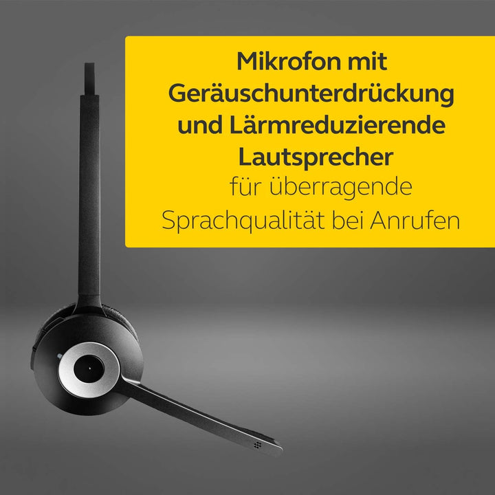 Jabra Pro 920 DECT Kabelloses On-Ear Mono Headset - HD Voice und Noise Cancelling - ganztägige Akkul
