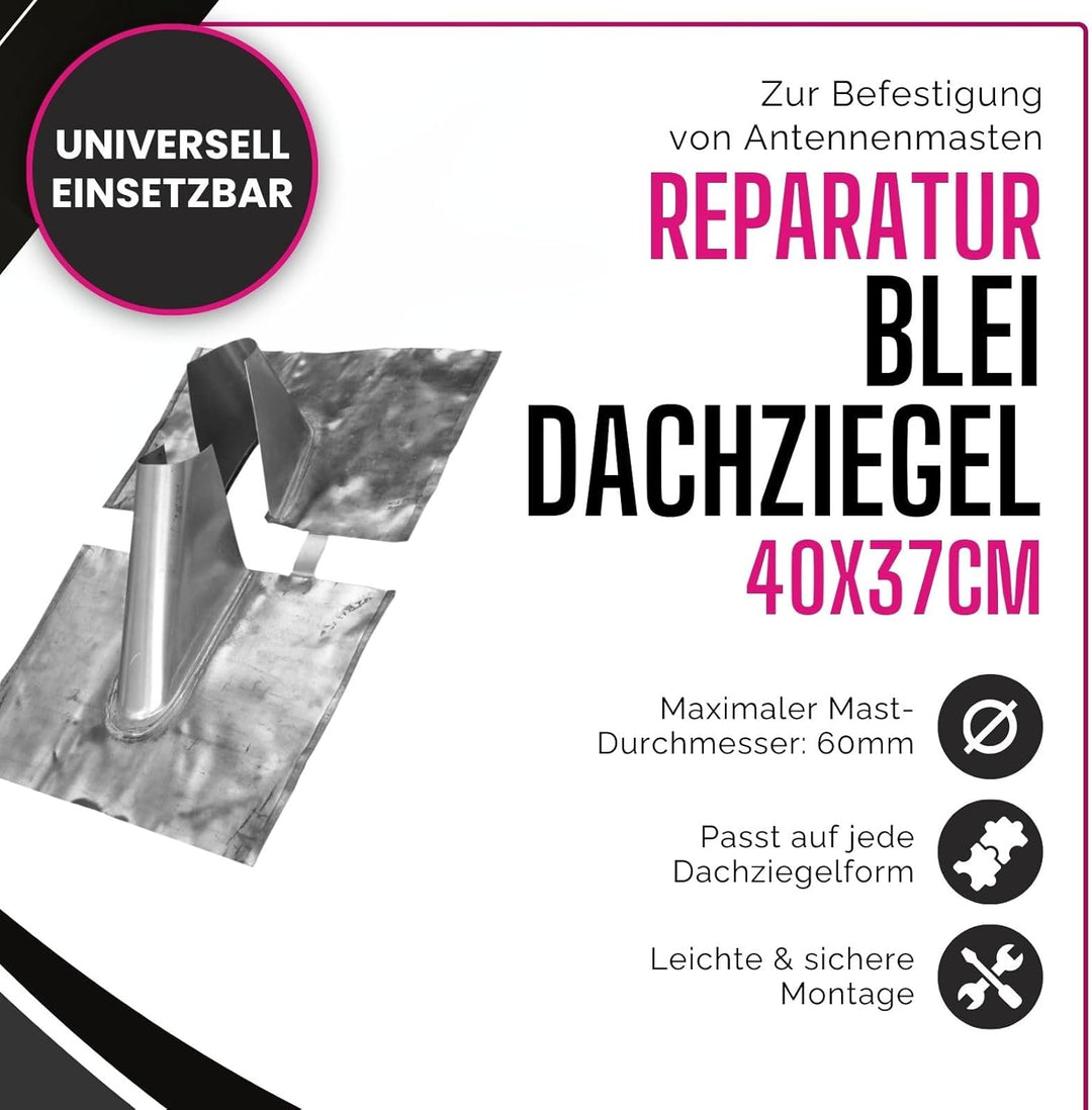Jalowiecki Reparatur Bleidachziegel 40 x 37 cm - ohne Kabeldurchführung I Antennenziegel für Mast bi