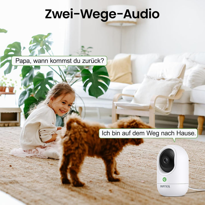 Überwachungskamera Innen - 2K Kamera Überwachung Innen, Babyphone mit Kamera, WLAN Indoor Camera, Hu