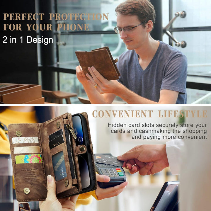 UFinetech iPhone 14 Pro Hülle, Flip Leder TPU Stossfest Kartenfach Tasche Handyhülle iPhone 14 Pro (