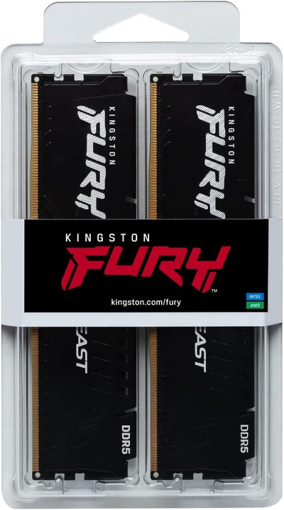 Kingston FURY Beast DDR5 16GB (2x8GB) 5200MT/s DDR5 CL40 DIMM Desktop Gaming Speicher Kit mit 2 - KF