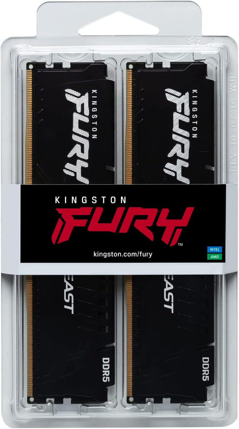 Kingston FURY Beast DDR5 16GB (2x8GB) 5200MT/s DDR5 CL40 DIMM Desktop Gaming Speicher Kit mit 2 - KF