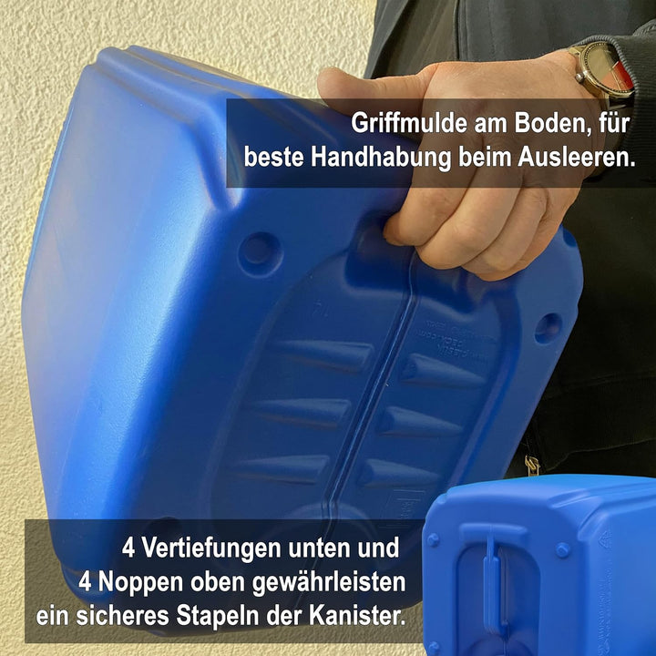 plasteo® 3x 25 Liter Getränke Wasserkanister mit 1 Hahn und 3 Schraubdeckel (DIN 61) | Lebensmittele