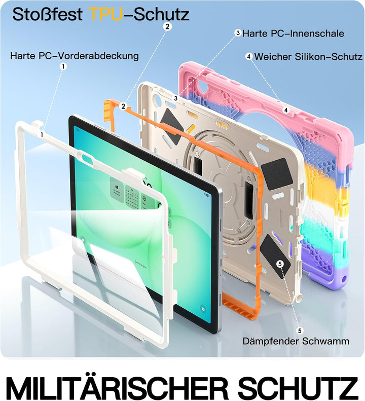 BRAECN für Galaxy Tab A11+ Hülle - Samsung Tablet A11 Plus 11" 2025 Bunt | Stossfeste Schutzhülle mi