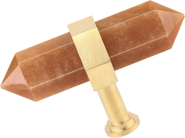 KYEYGWO 2 Stück Roter Aventurin Heilstein Punkt Möbelknöpfe mit Schrauben, Messing Schubladenknöpfe