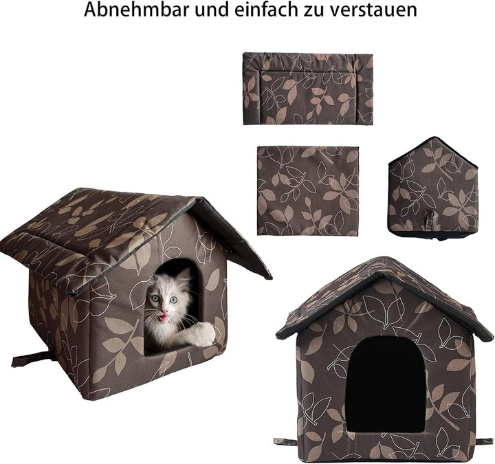 Toploar Katzenhaus Für Draussen Winterfest, Wasserdichtes Outdoor Katzenhöhle Für Katzen mit Abnehmb