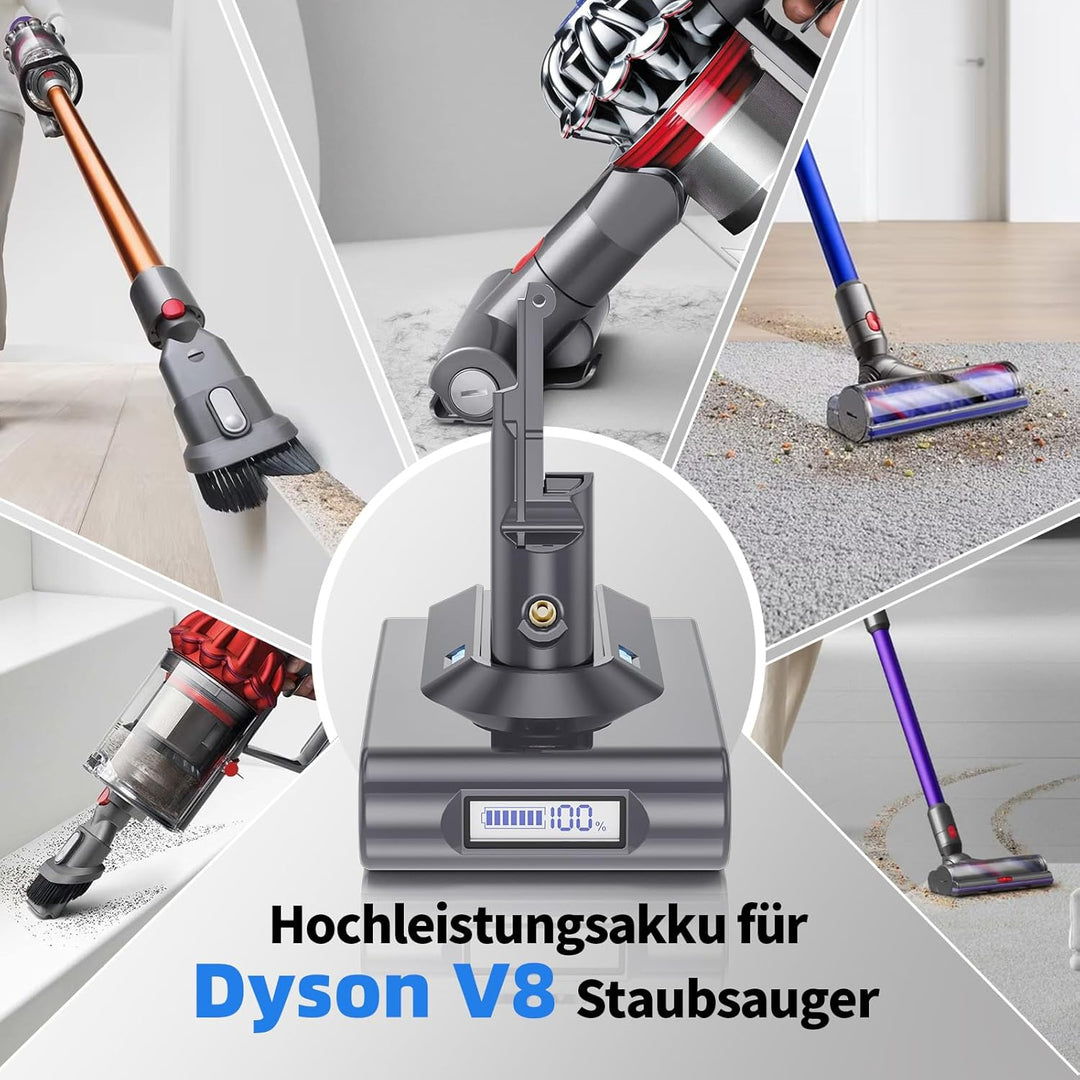 6000mAh für Dyson V8 Akku, Ersatzakku für Dyson V8 SV10 Staubsauger, Kompatibel mit Animal Absolute