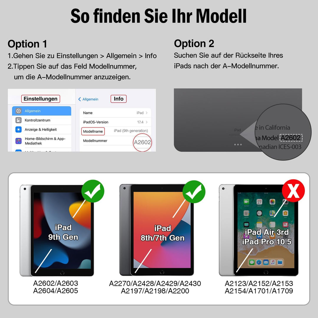Antbox Hülle für iPad 10.2 (9. Generation/8. Generation/7. Generation) mit stifthalter Auto Schlaf/W