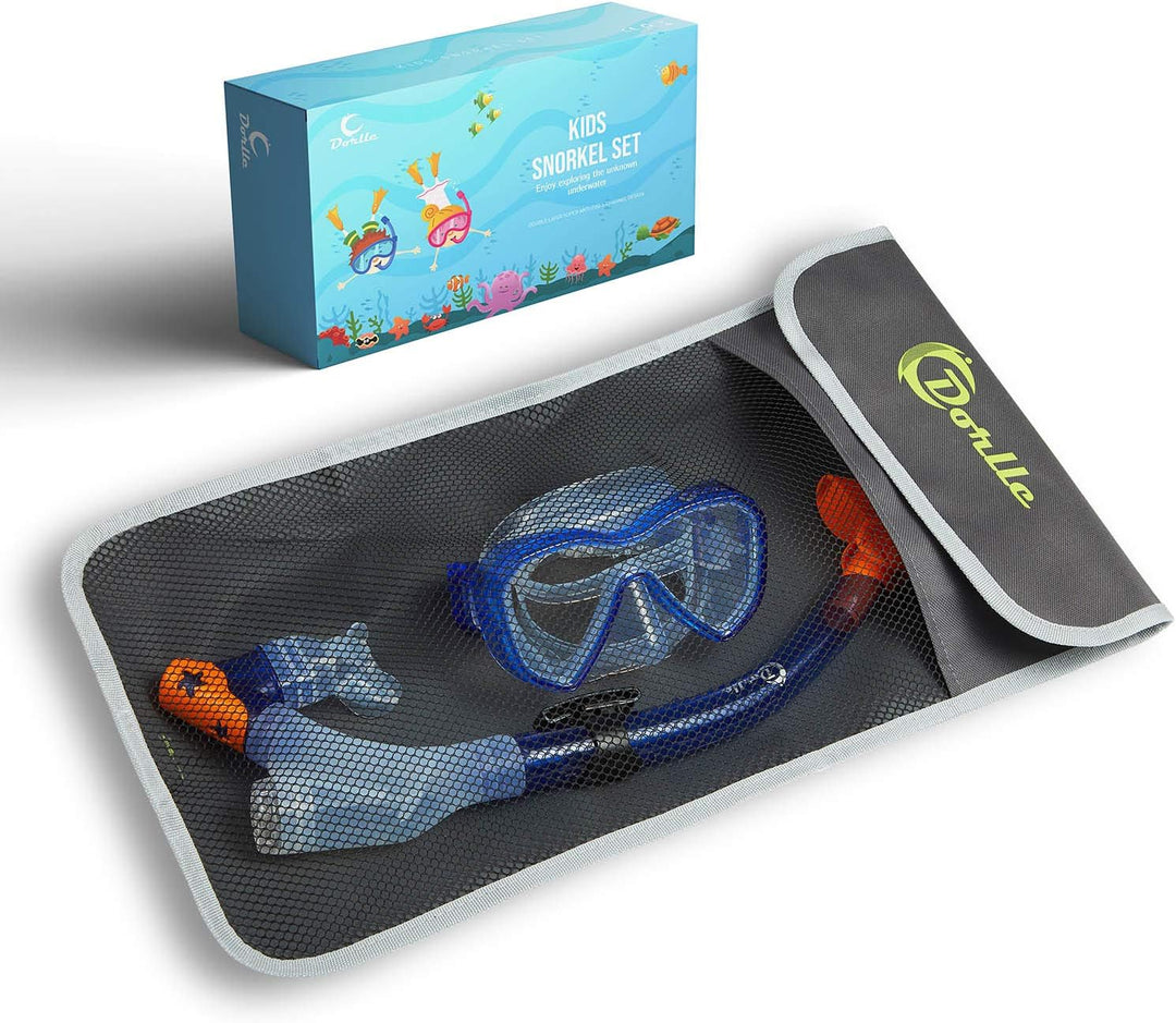 Dorlle Kinder Schnorchelset Tauchset Schnorchelmaske mit 3-Kanal Premium Dry Schnorchel und Anti-Lec