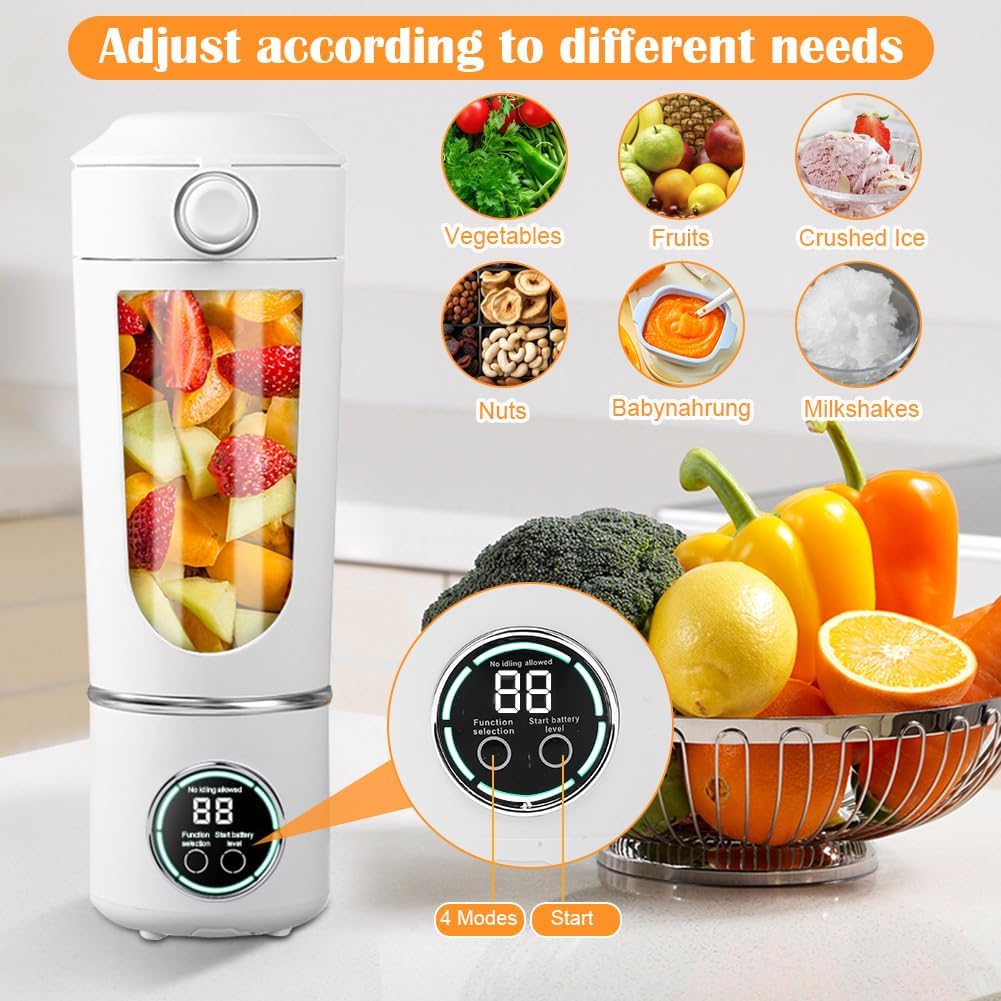 Tragbarer Mixer, 700 ml kleiner Smoothie Mixer, Mini-Standmixer mit 12 Edelstahlklingen und Digitala