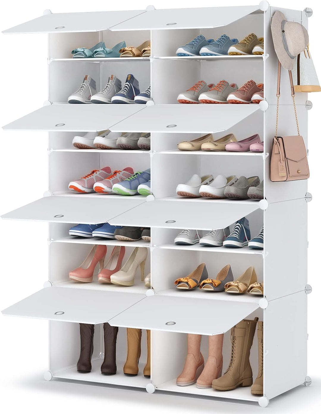 HOMIDEC Schuhregal, 7-stufiger Schuhschrank Kunststoff-Schuhregale Organizer für Schrank Flur Schlaf