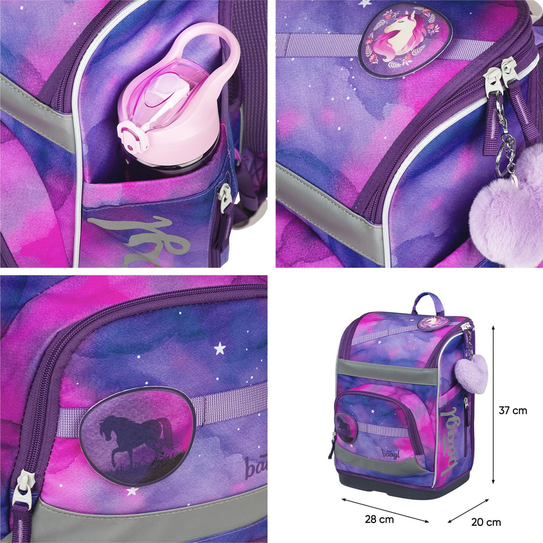 Baagl Schulranzen Jungen Mädchen Set 5 Teilig (Zippy Schultasche für 1. Klasse, Mäppchen, Turnbeutel