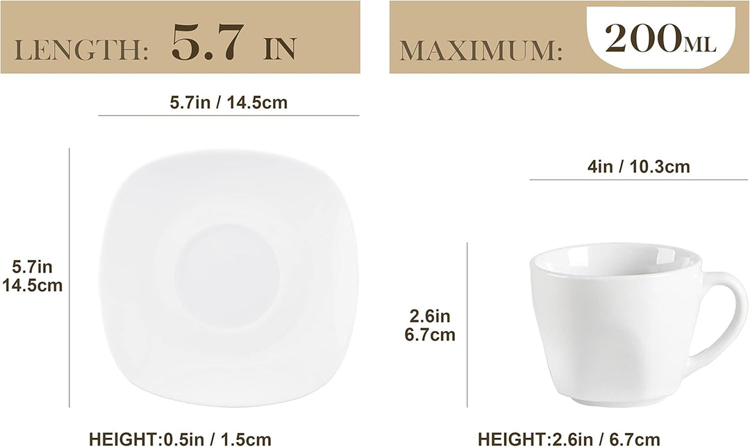 MALACASA, Serie Elisa, 12tlg. Set Cremeweiss Porzellan Kaffeeservice Kaffeebecher Set, Kaffeetassen