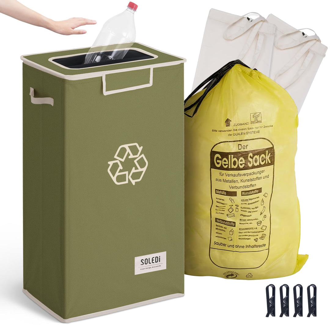 SOELDI 100L Pfandflaschen Sammelbehälter mit Deckel, Pfandflaschen Behälter mit zwei Abnehmbaren Tra