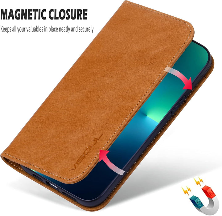 VISOUL Hülle für iPhone 13 Pro Handyhülle Schutzhülle TPU [Erstklassiges Echtleder] [Kartenfach] [Ma